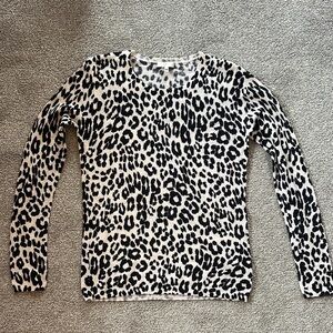 Leopard Print Long Sleeve Cashmere Sweater